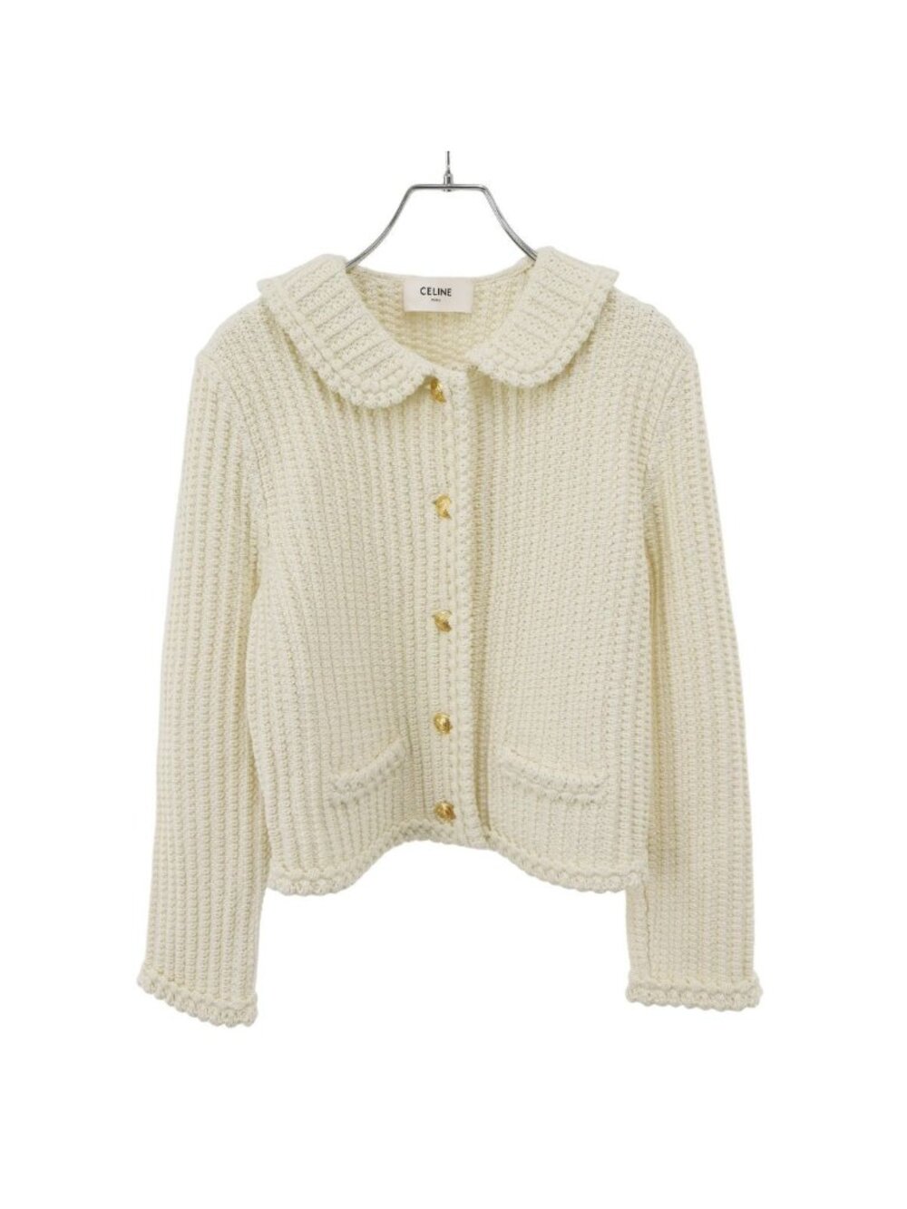 Celine Cotton Cardigan Knit Jacket White